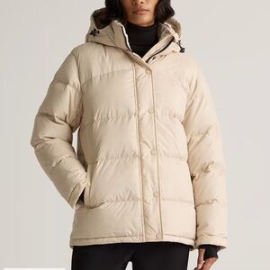 Quince Responsible Down Puffer Jacket Oatmilk Hooded Size M